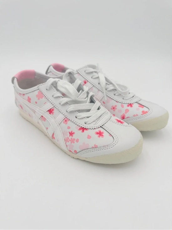 Onitsuka Tiger by Asics Shoes - Onitsuka Tiger by Asics White Sneakers with Pink Floral Print Cherry Blossom 37